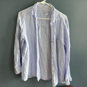 Blue linen button down